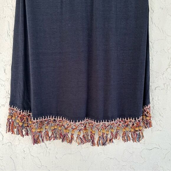CALYSO ST.BARTHE‎ Linen Dunlu Tee Size XS Sleeveless Fringe Boho Lagenlook Beach - Picture 7 of 7